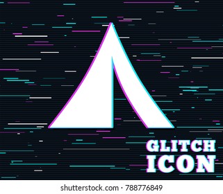 Glitch effect. Tourist tent sign icon. Camping symbol. Background with colored lines. Vector