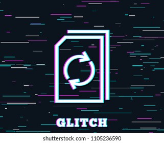 Glitch effect. Update Document line icon. Refresh Information File sign. Paper page concept symbol. Background with colored lines. Vector