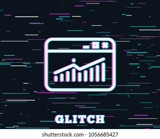 Glitch effect. Website Traffic line icon. Report chart or Sales growth sign. Analysis and Statistics data symbol. Background with colored lines. Vector