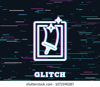 Glitch effect. Window cleaning line icon. Washing service symbol. Housekeeping equipment sign. Background with colored lines. Vector