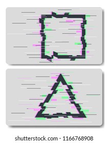Glitch effects in square and triangular shape in vector