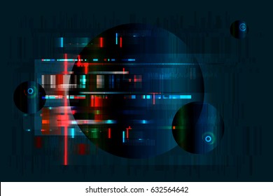 Glitch. Error signal TV, failure computer. Abstract blurred background with technology malfunction. Modern design. Colorful: blue, orange. Vector illustration of EPS10 
