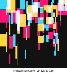 Glitch and Fallen Color Block Artefakte auf schwarzem Hintergrund