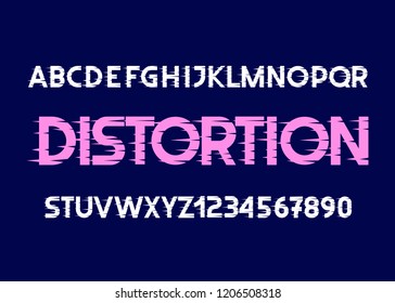 Glitch font. Modern face. Vector typography illustration. Alphabet design for logo, lettering and prints.