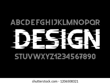 Fuente Glitch. Cara moderna. Ilustración de la tipografía vectorial. Diseño alfabético para logotipos, letras e impresiones.