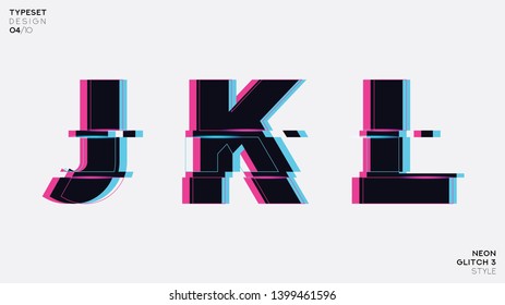 Glitch Font Set. Trendy Style Distorted Glitch Typeface. Letters and Numbers Vector Illustration.