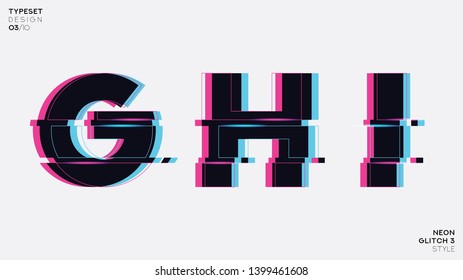 Glitch Font Set. Trendy Style Distorted Glitch Typeface. Letters and Numbers Vector Illustration.