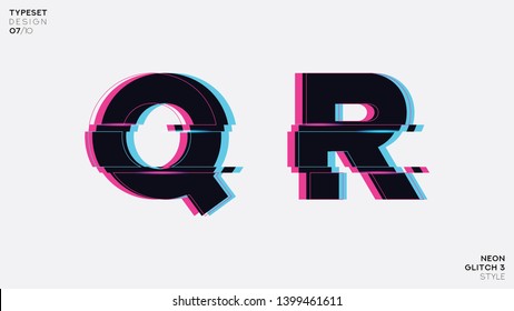 Glitch Font Set. Trendy Style Distorted Glitch Typeface. Letters and Numbers Vector Illustration.