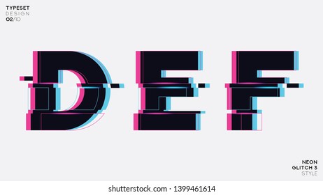 Glitch Font Set. Trendy Style Distorted Glitch Typeface. Letters and Numbers Vector Illustration.