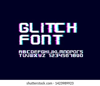 Glitch font set in vector format