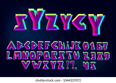 Glitch font. Trendy typeface design.