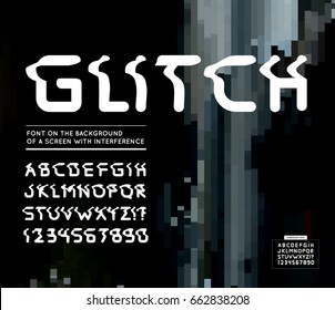 Glitch Font. Vector Illustration