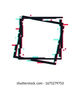Klapprahmen. 
Geometrische Form mit TV-Verzerrungseffekt. VHS-Glitch-Effekt. Vektorillustration