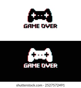 glitch game over 8 bit icon vector pixel text