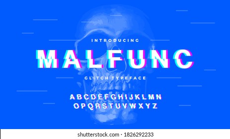 Glitch Geometric Bold Clean Font Letter Set Malfunc Typeface