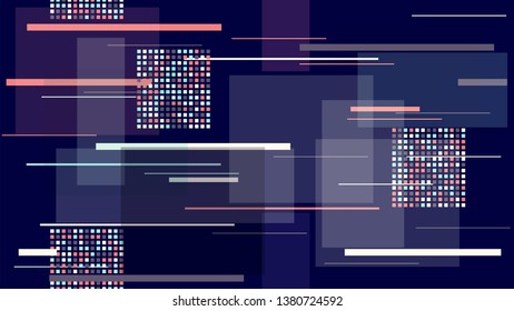 Glitch Glam Hi Tech Background Street Lights Night City Lines, Stripes. Internet Technology High Speed Connection Trendy Poster. 