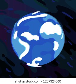 Glitch globe.The Global World with Interference. Glitch logo of planet of Earth on dark background. White object with anaglyph color effect. Creative geometric wallpaper. Trendy gradient shapes compos