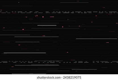 Formas de degradado de interferencias. Líneas horizontales estáticas sobre fondo oscuro. Distorsión geométrica de vídeo. Plantilla de señal dañada. Efecto de reproducción interrumpida. Ilustración vectorial.