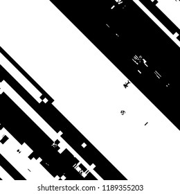 Glitch Grunge Overlay Black diagonal Texture. Distress pixelated digital error background. EPS10 vector.