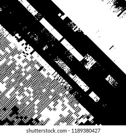 Glitch Grunge Overlay Black diagonal Texture. Distress pixelated digital error background. EPS10 vector.