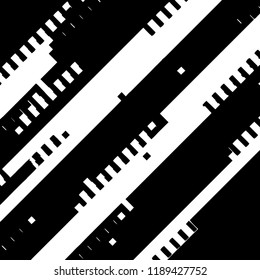 Glitch Grunge Overlay Black diagonal Texture. Distress pixelated digital error background. EPS10 vector.