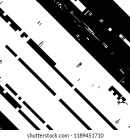 Glitch Grunge Overlay Black diagonal Texture. Distress pixelated digital error background. EPS10 vector.