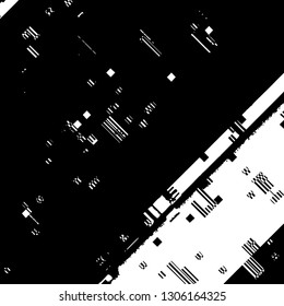 Glitch Grunge Overlay Black diagonal Texture. Distress pixelated digital error background. EPS10 vector.