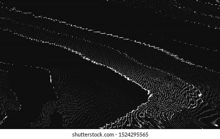 Glitch image of digital noise texture. Damaged VHS pixel screen. Background of distorted television signal. Wallpaper error playing video file. Vector illustration.