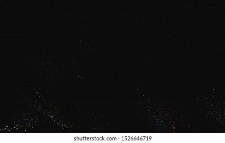 Glitch image of digital noise texture. Damaged VHS pixel screen. Background of distorted television signal. Wallpaper error playing video file. Vector illustration.