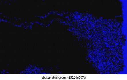 Glitch image of digital noise texture. Damaged VHS pixel screen. Background of distorted television signal. Wallpaper error playing video file. Vector illustration.