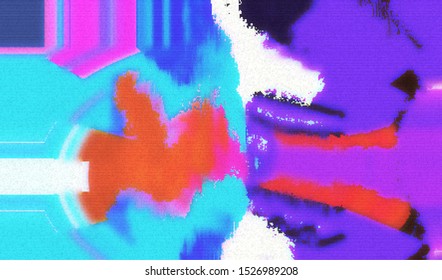 Glitch image of digital noise texture. Damaged VHS pixel screen. Background of distorted television signal. Wallpaper error playing video file. Vector illustration.