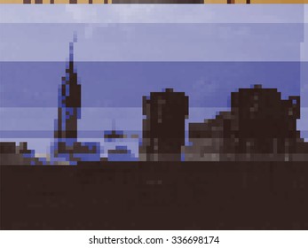 Glitch image of New York City by night