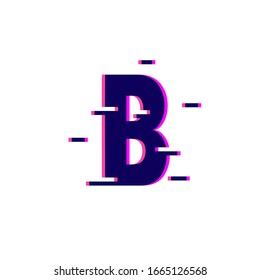 Glitch Letter B Glitch Style Modern Alphabet Logo Vector Icon