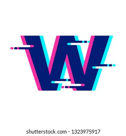 Glitch Letter W Modern Font Alphabet Logo Vector