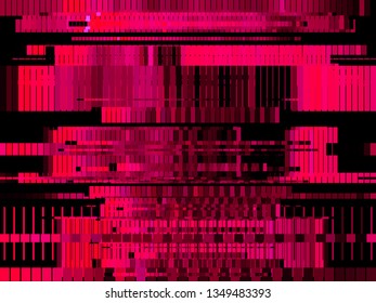 Glitch magenta abstract background with distortion, bug effect, random lines for design concepts, posters, wallpapers, presentations and prints. Vector illustration.