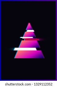 Glitch minimalistic geometric background. Gradient with luminous elements.