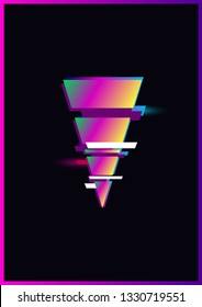 Glitch minimalistic geometric background. Gradient with luminous elements.
