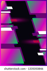 Glitch minimalistic geometric background. Gradient with luminous elements.