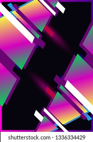 Glitch minimalistic geometric background. Gradient with luminous elements.