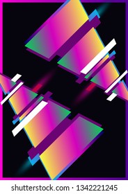Glitch minimalistic geometric background. Gradient with luminous elements.