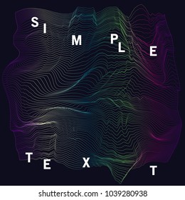 Glitch moire template. Vector warped lines colorful background. Vaporwave synthwave style. Twisted stripes optical illusion.