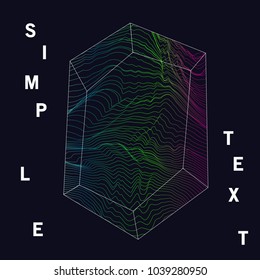 Glitch moire template. Vector warped lines colorful background. Vaporwave synthwave style. Twisted stripes optical illusion.