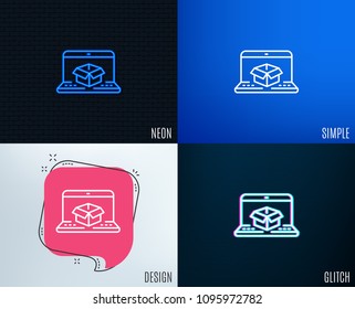 Glitch, Neon effect. Online delivery line icon. Parcel tracking sign. Logistics website symbol. Trendy flat geometric designs. Vector