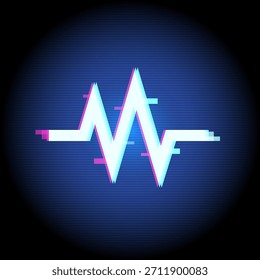 Linha de pulso neon com falha simbolizando monitoramento em tempo real, atividade do sistema, rastreamento de desempenho e análise operacional digital.