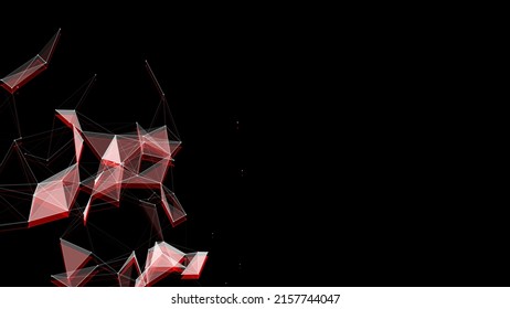 Tecnología de conexión de red Glitch. Resumen de fondo oscuro con puntos, líneas y triángulos. Fondo futurista digital. Gran visualización de datos. Ilustraciones vectoriales.