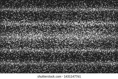 Glitch no signal. VHS noise background. Black and white TV texture. Old television concept. Monochrome static backdrop. Simple retro template. Vector illustration.