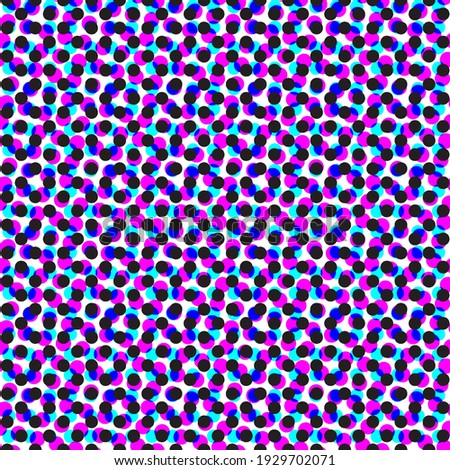 Glitch noise distortion and halftone seamless pattern with chromatic aberration effect