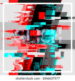 Glitch Noise Texture. Broken Transmission. Introduction And The End Of The TV Programming. Descendant Network. Screen Defect Failure. Isolated On Transparent Background Illustration.