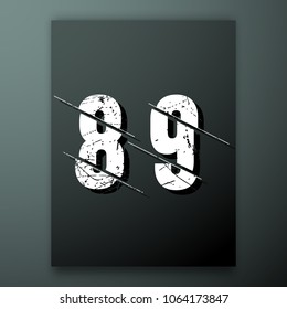 Glitch number font template. Set of grunge numbers 8, 9 logo or icon. Vector illustration.