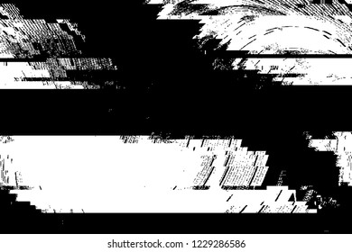 Glitch overlay distress texture. Cyber hacker attack theme creative design template. Grunge glitched black and white background. EPS10 vector.